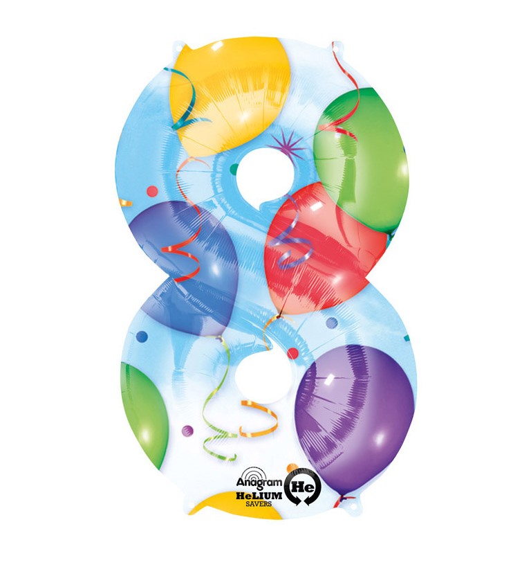 Fóliový balónek barevný - velké číslo 8