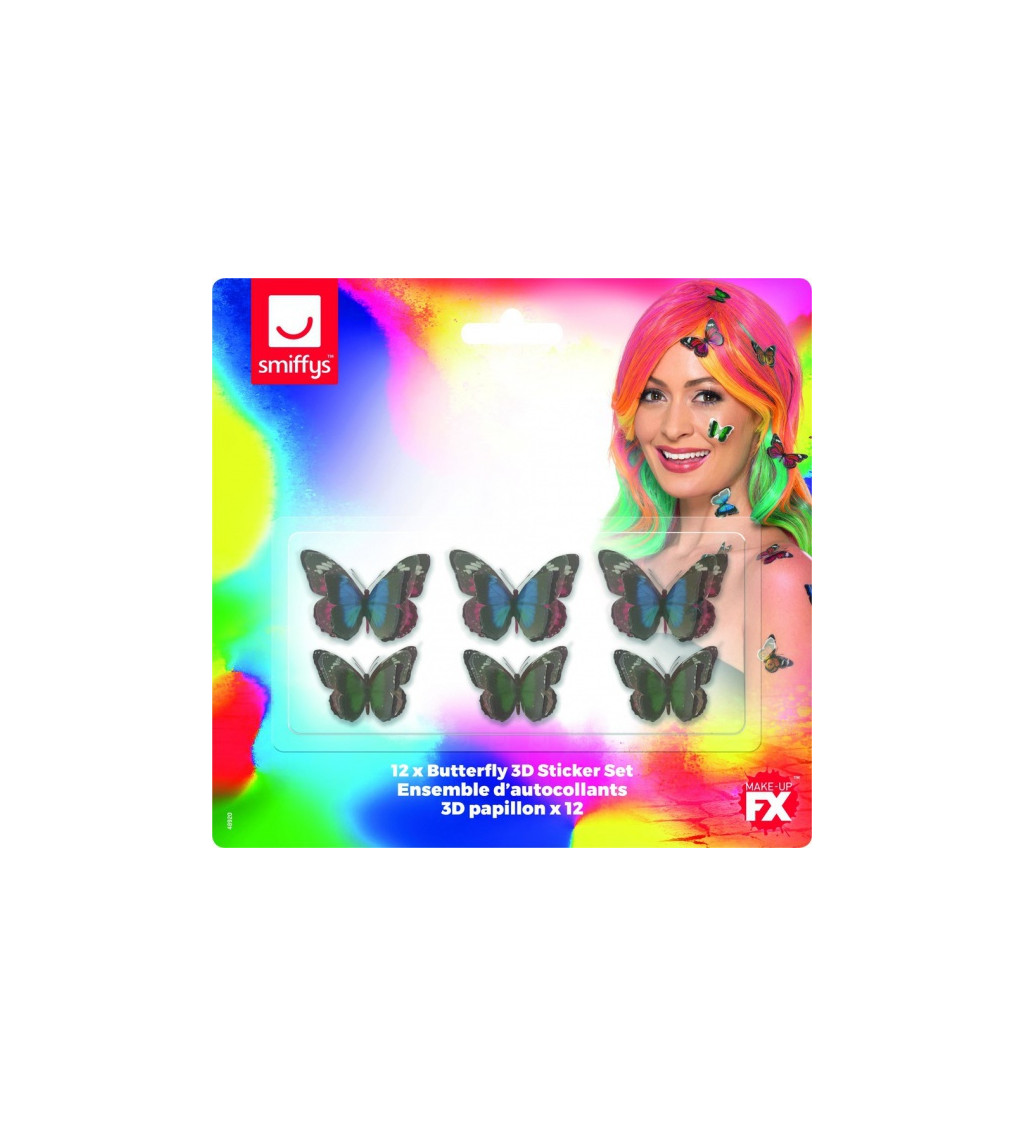Sada barevných 3D motýlů