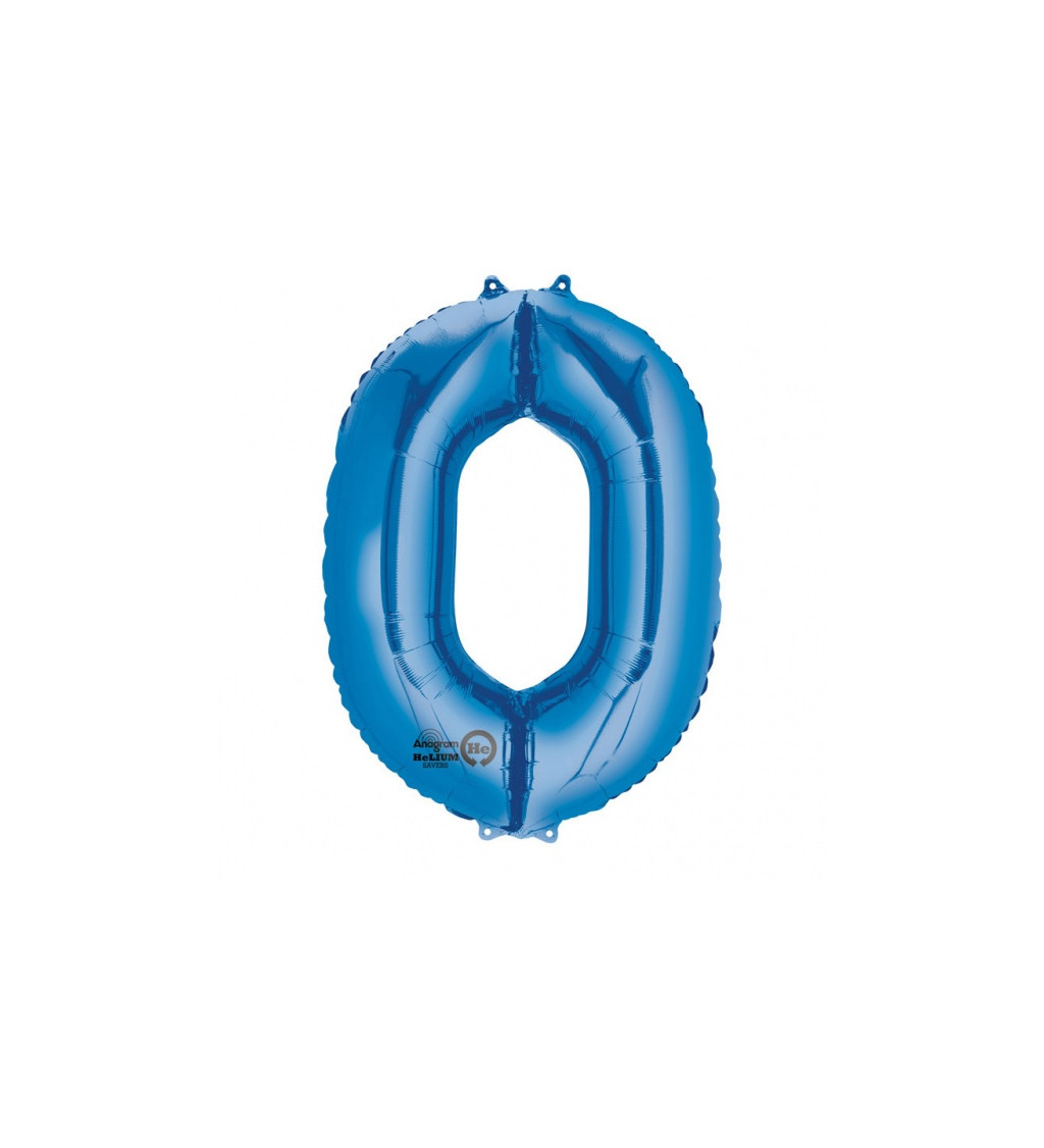 Fóliový balónek modrý - velké číslo 0