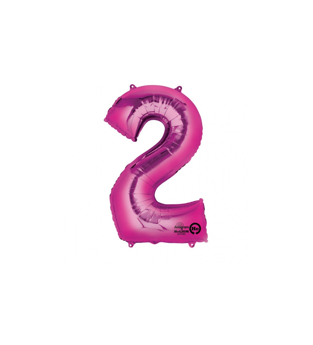 Fóliový balónek růžový - velké číslo 2