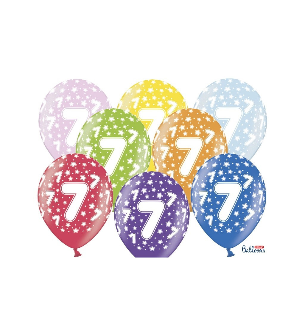 Balónek metalický - číslo 7 - 6 ks