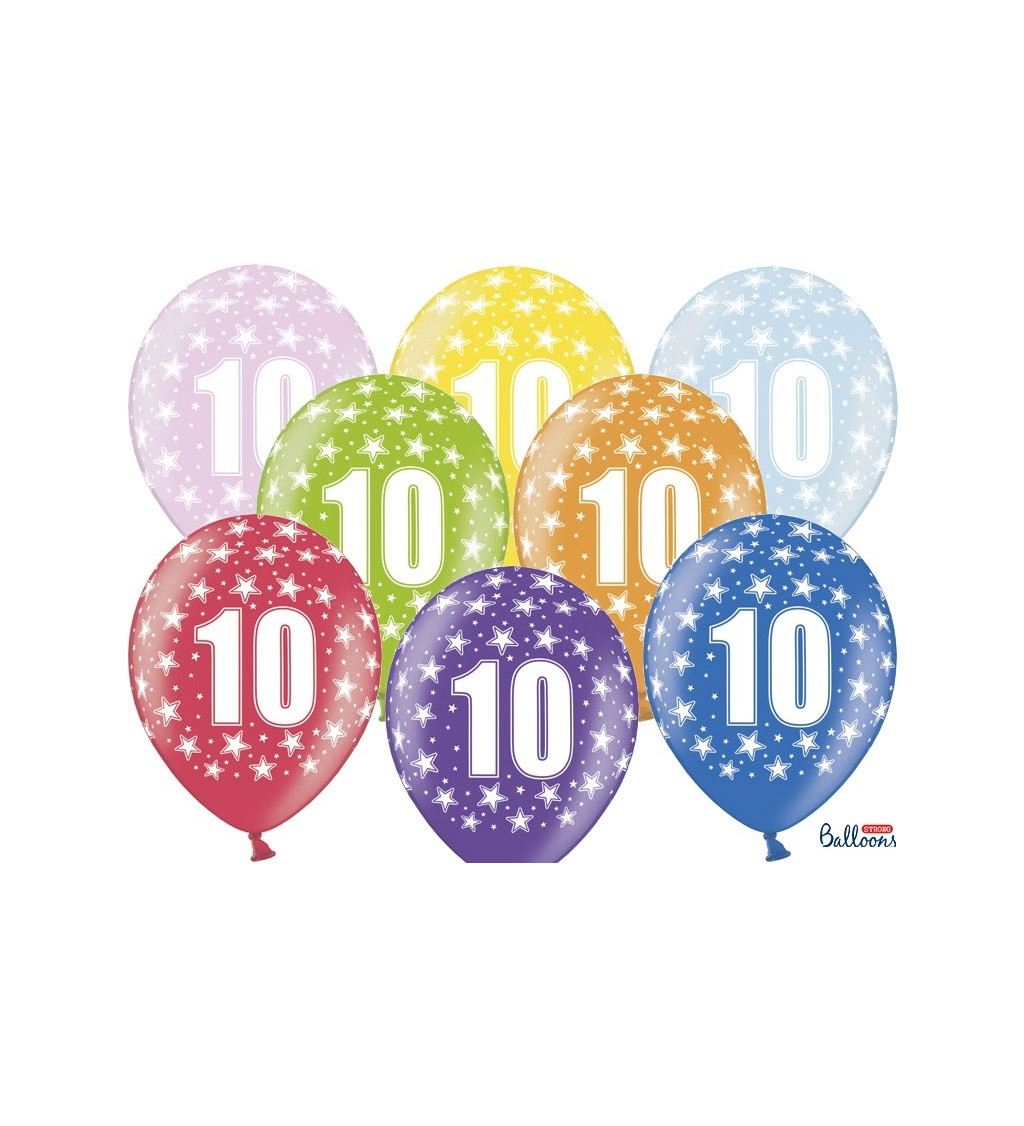 Balónek metalický - číslo 10 - 6 ks