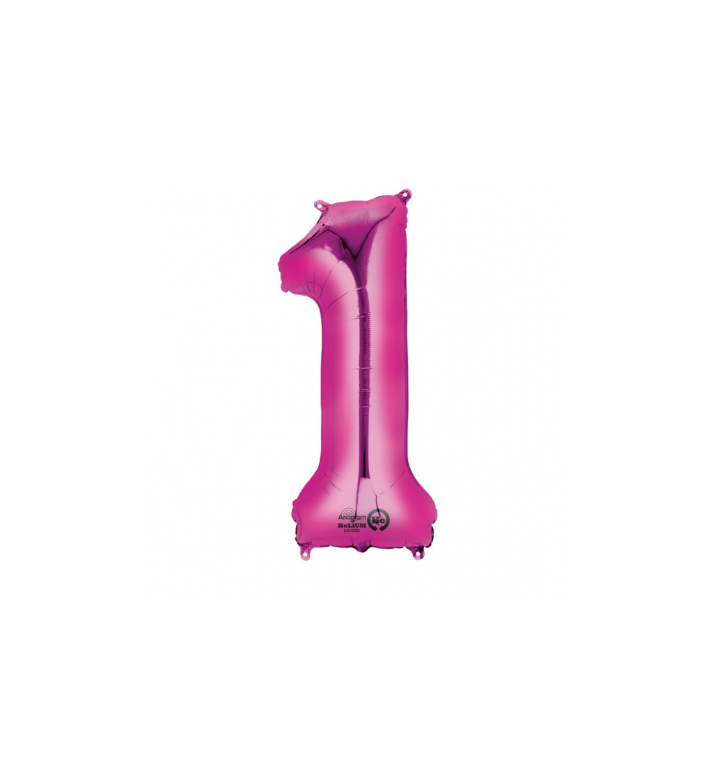 Fóliový balónek růžový - velké číslo 1