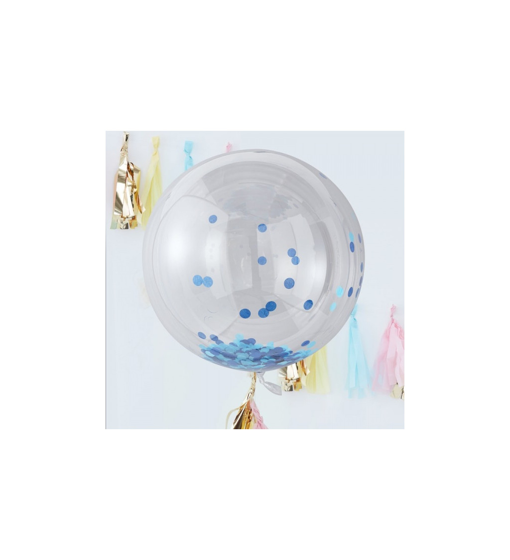Balónek s konfetami - Modrý 3 ks