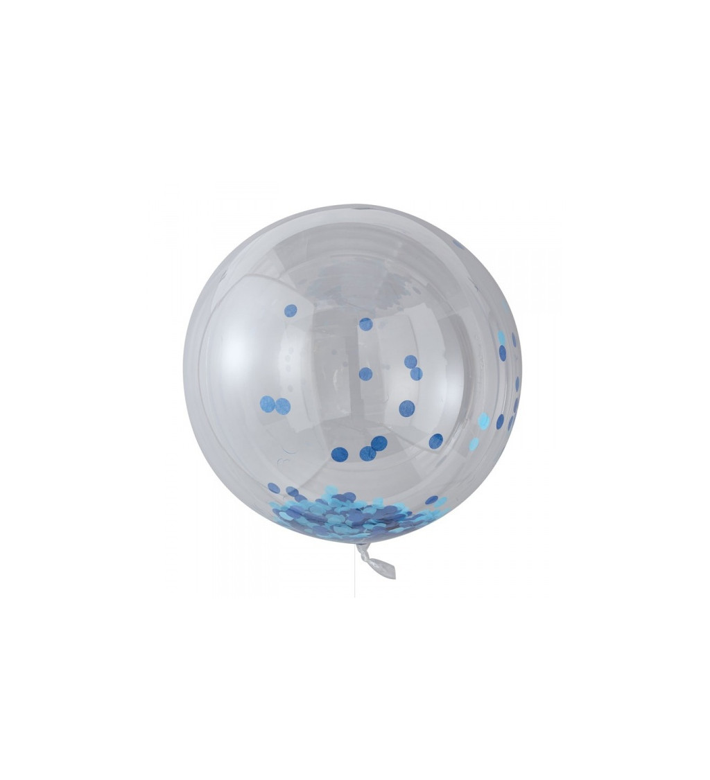 Balónek s konfetami - Modrý 3 ks
