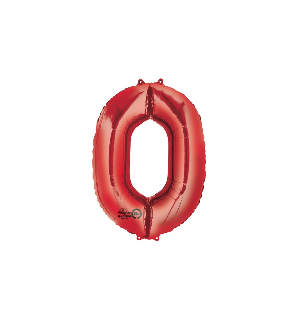 Fóliový balónek červený - velké číslo 0