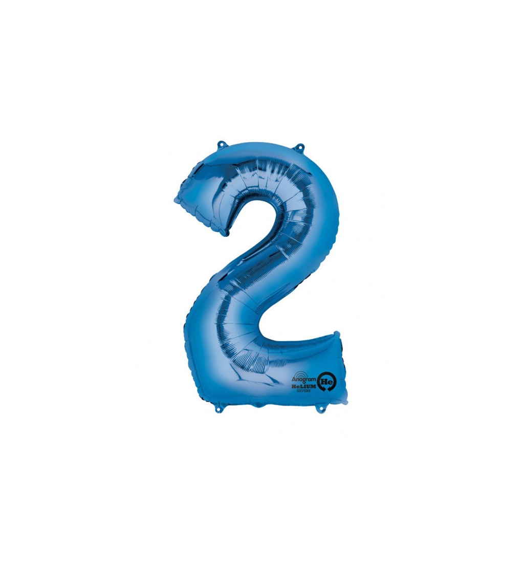 Fóliový balónek modrý - velké číslo 2