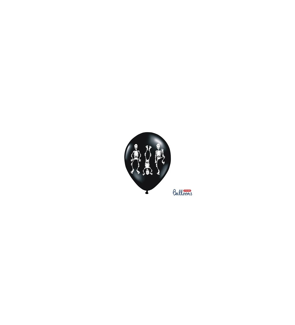 Balónek pastelový černý - Kostry - 50 ks