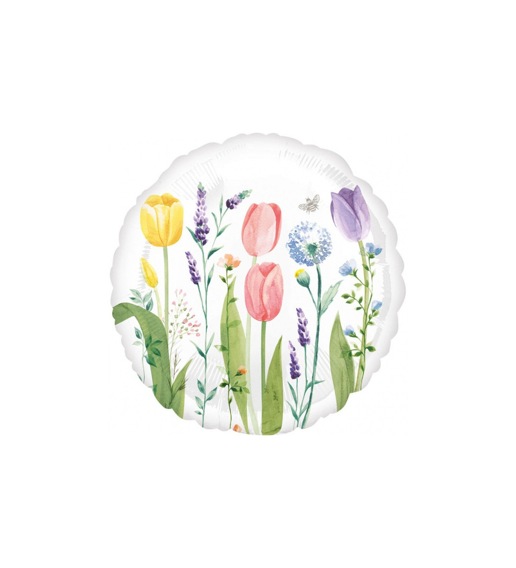 Fóliový balónek s květinami