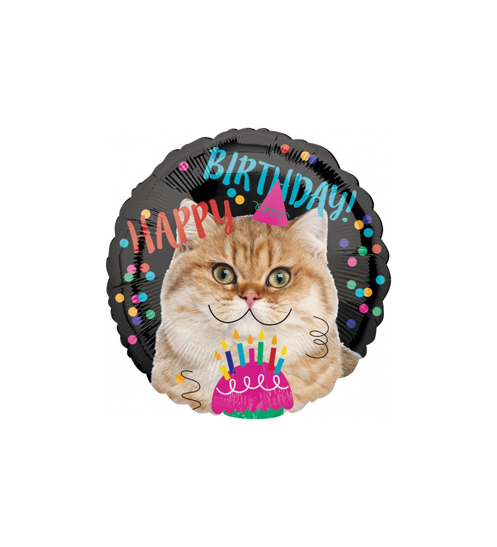 Balónek - "Happy Birthday Cat"