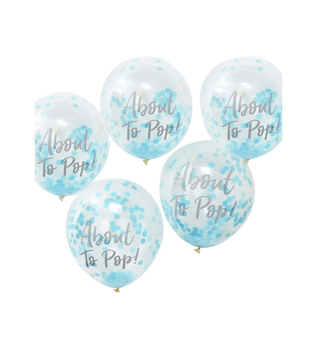 Balónky s modrými konfetami ABOUT TO POP!