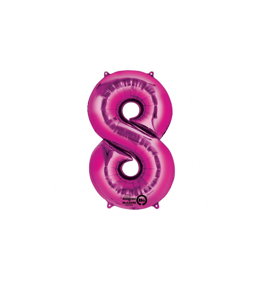 Fóliový balónek růžový - velké číslo 8