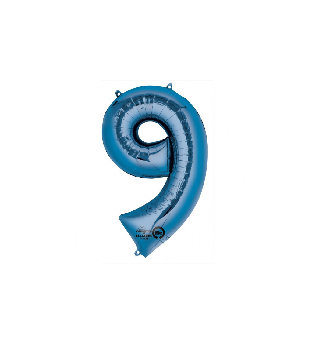 Fóliový balónek modrý - velké číslo 9