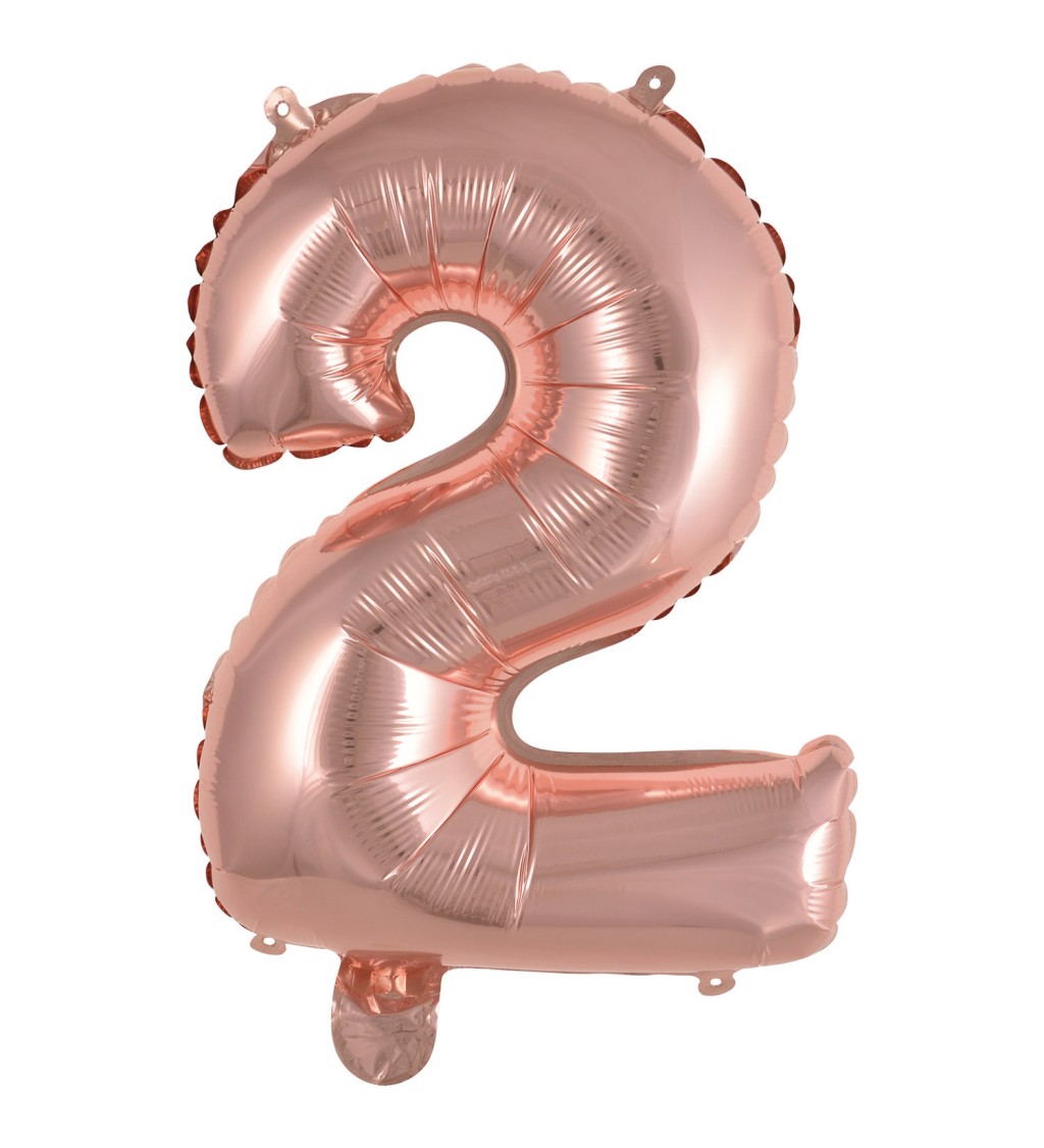 Růžové zlato fóliový balónek číslo 2 - mini