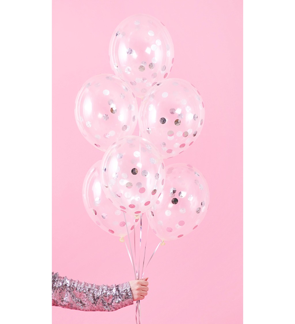 Balónky se stříbrnými konfetami