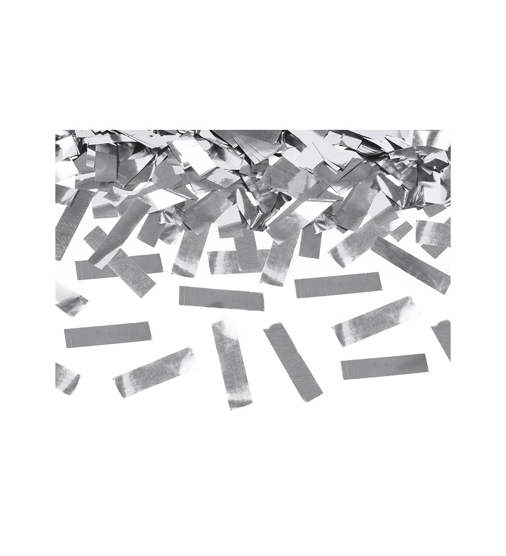 Vystřelovací konfety proužky - stříbrné