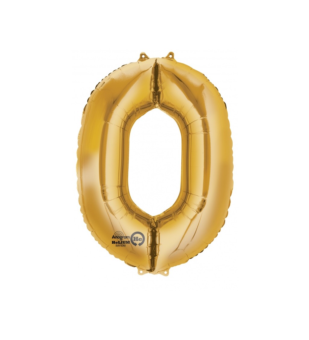 Fóliový balónek zlatý - malé číslo 0