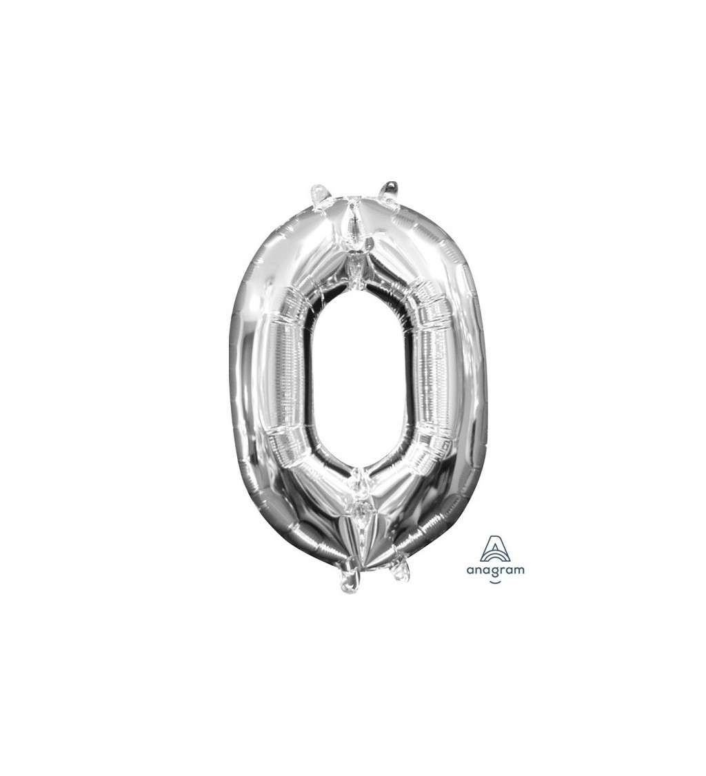 Fóliový balónek stříbrný - malé číslo 0