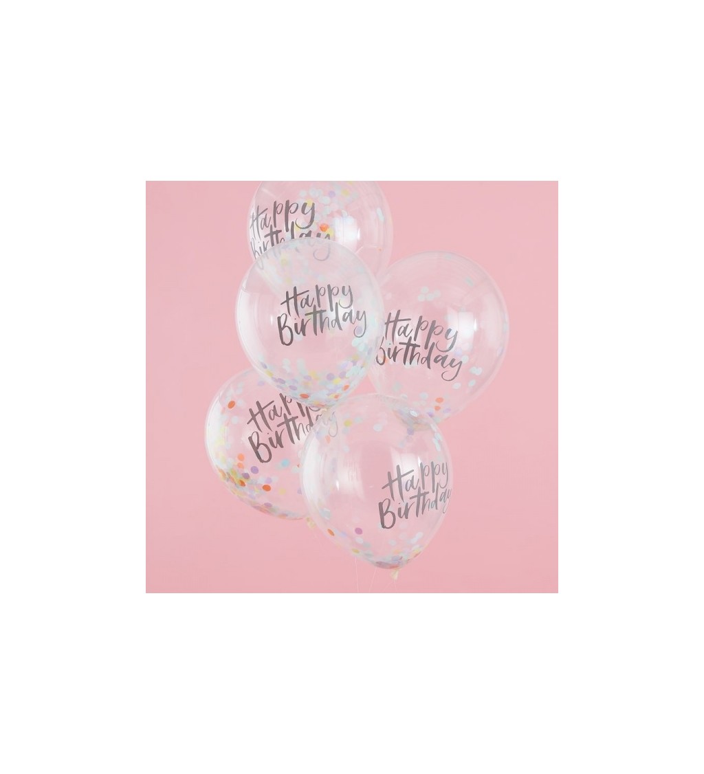 Balonky s konfetami - Happy Birthday