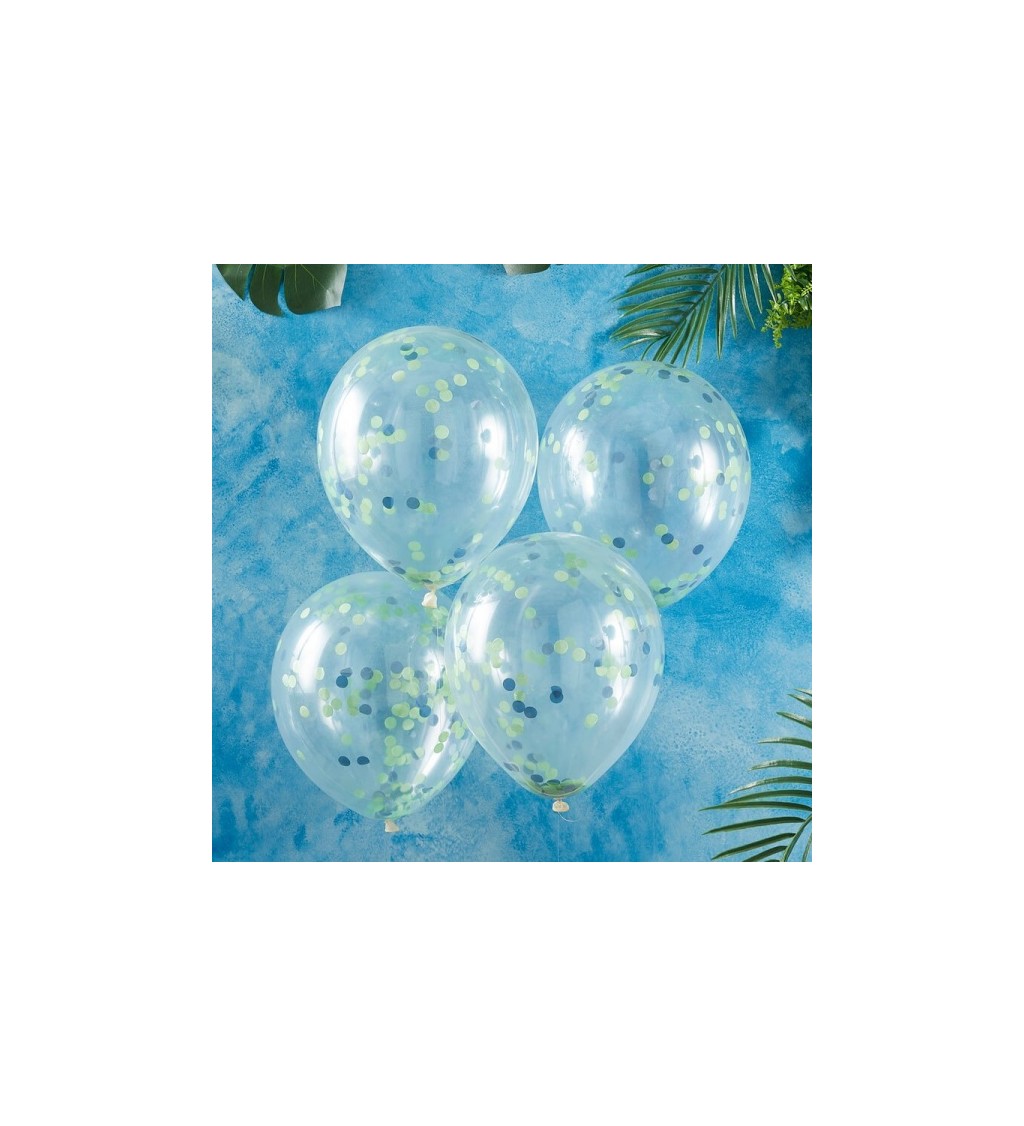Balonky s konfetami - modro-zelené