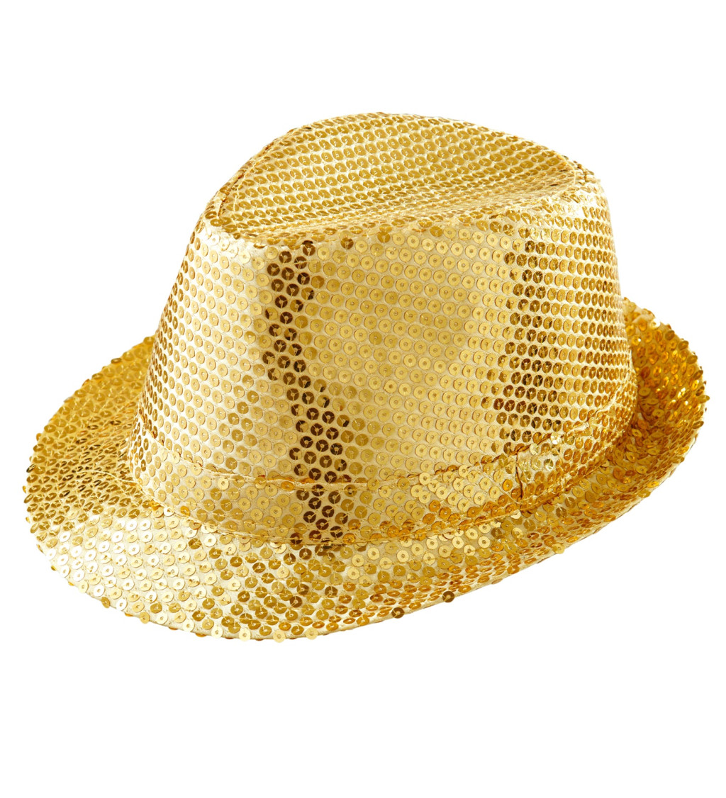 Zlatý glitrový klobouk