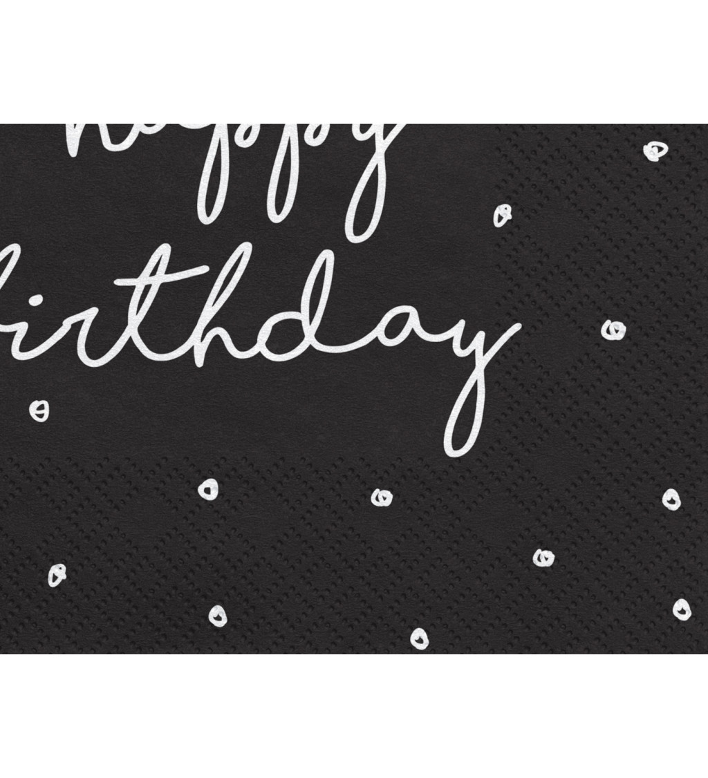 Černé ubrousky - Happy Birthday,