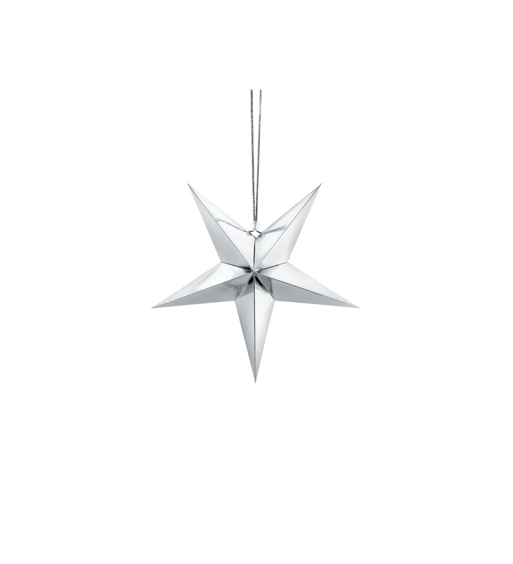 Papírová hvězda - stříbrná 30cm