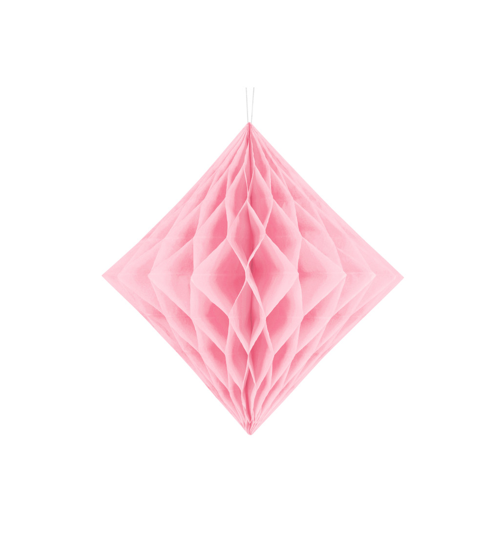 Papírová dekorace ve tvaru diamantu - Světle růžová 20 cm