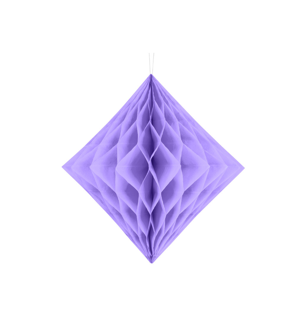 Papírová dekorace ve tvaru diamantu - Světle fialová 20 cm