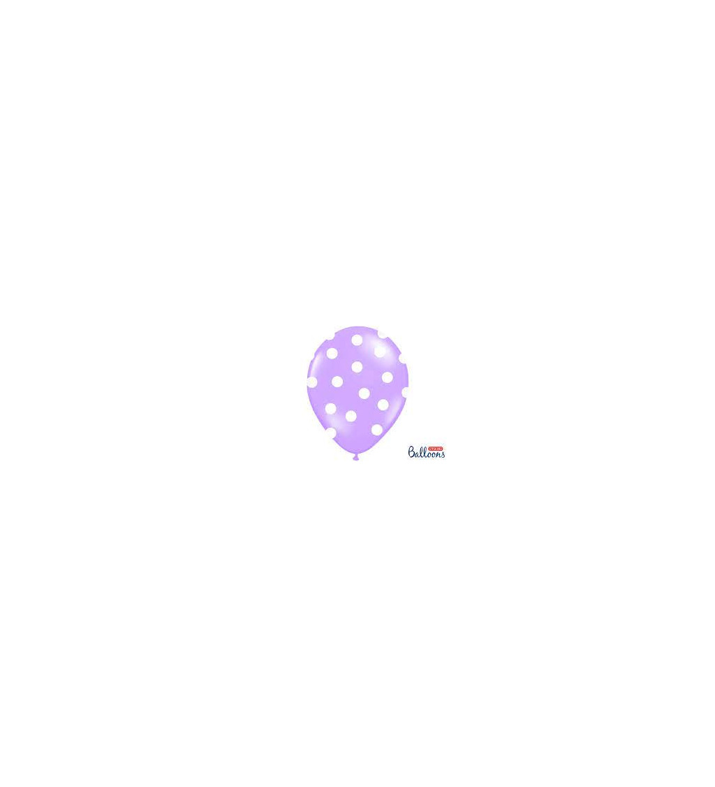 Balónek pastelový fialový - bílé puntíky - 6 ks