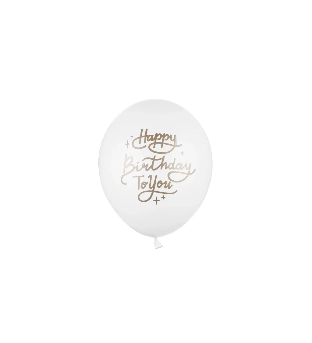 Bílý pastelový balónek Happy Birthday To You