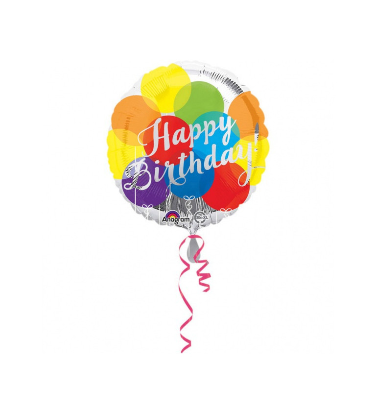 Fóliový balónek Happy Birthday s puntíky