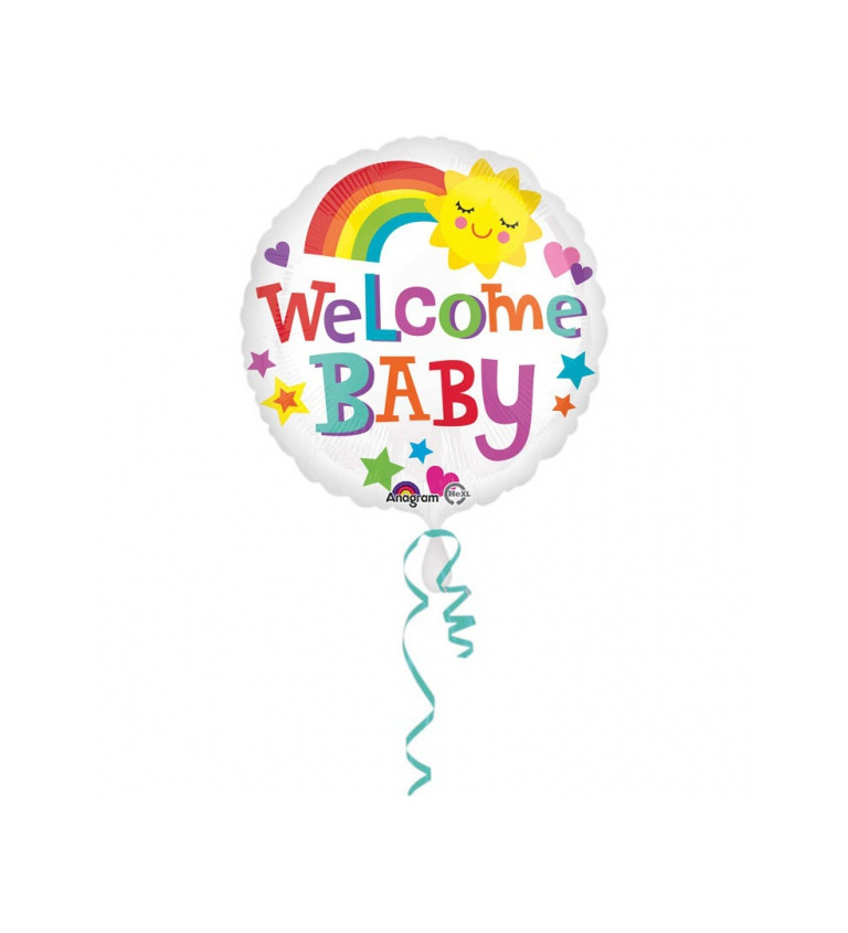 Duhový fóliový balónek Welcome Baby