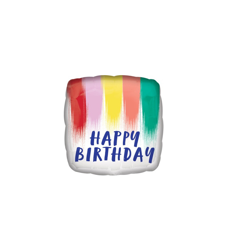 Čtvercový fóliový balónek Happy Birthday