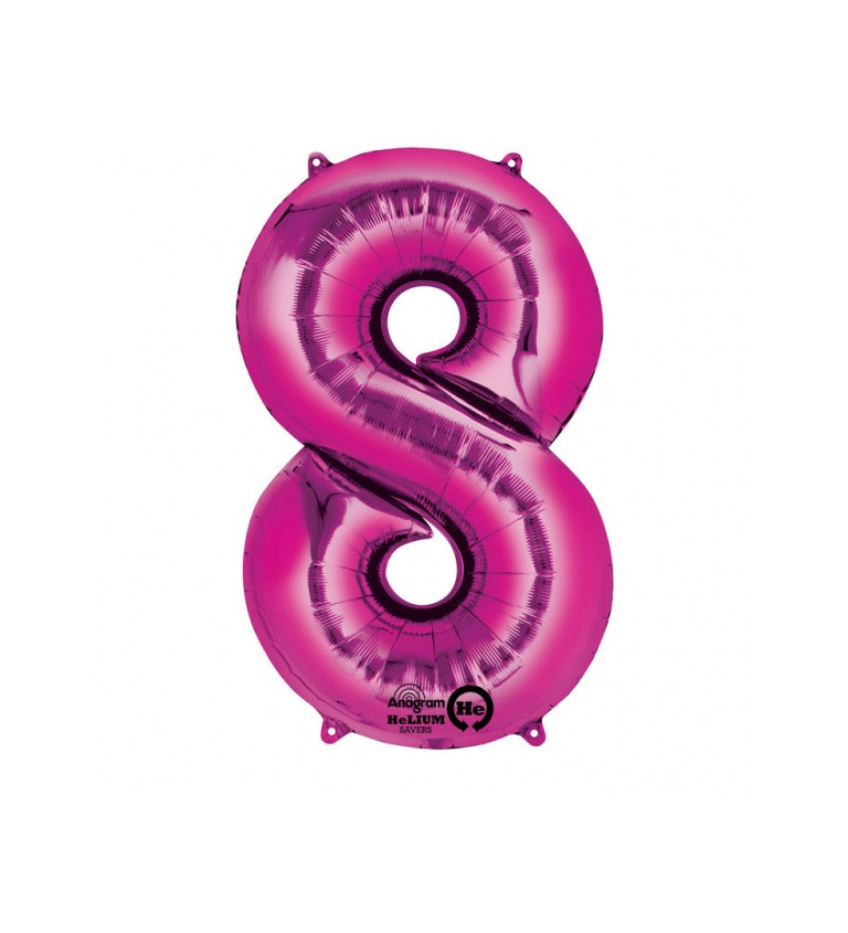 Fóliový balónek růžový - velké číslo 8