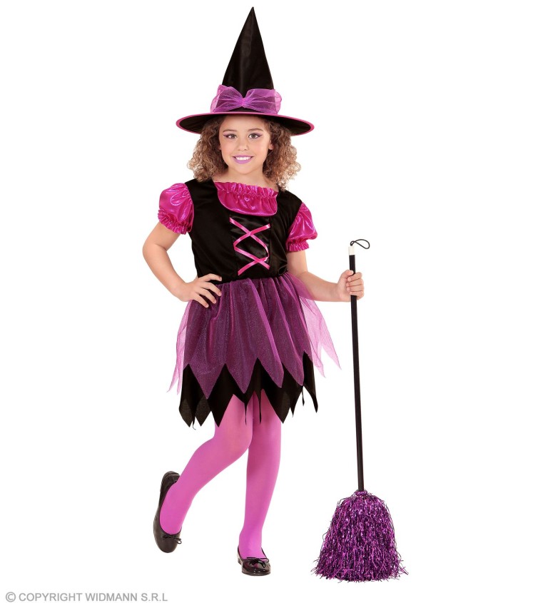 Dívčí kostým růžová čarodějka