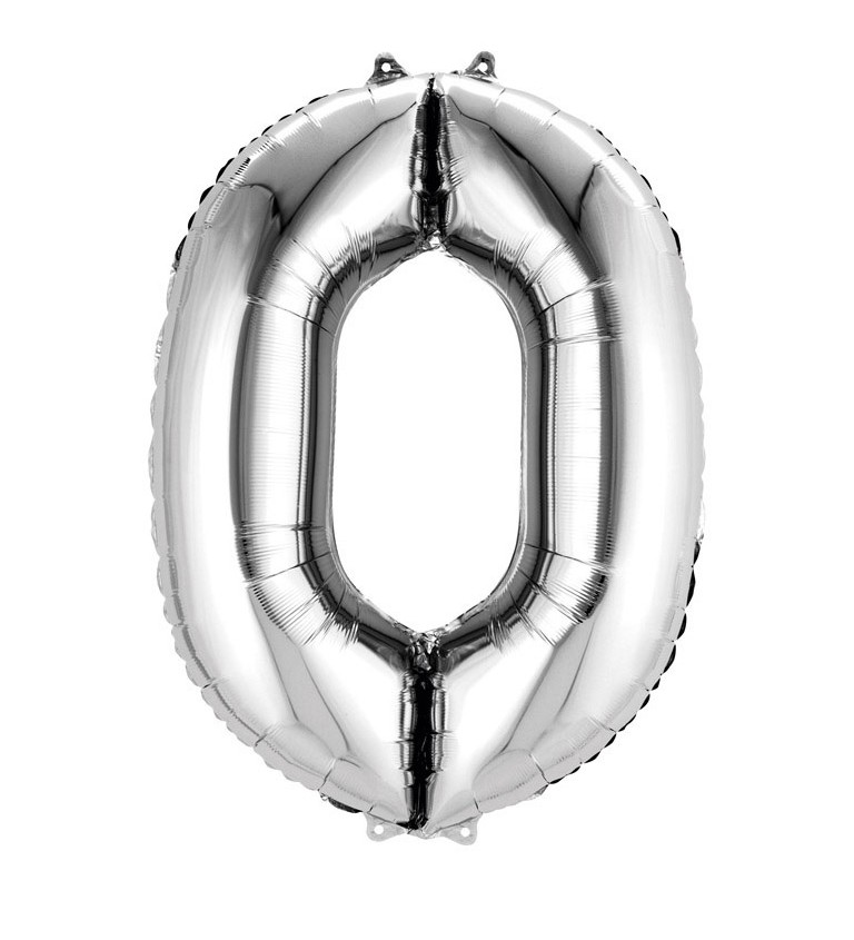 Fóliový balónek stříbrný - velké číslo 0