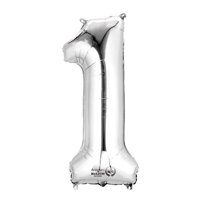 Fóliový balónek stříbrný - velké číslo 1