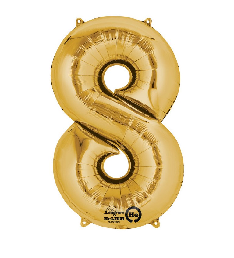 Fóliový balónek zlatý - velké číslo 8
