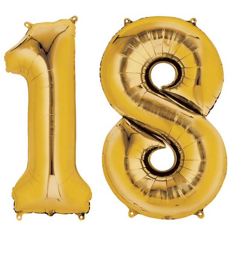 Fóliové balónky zlaté - velké číslo 18