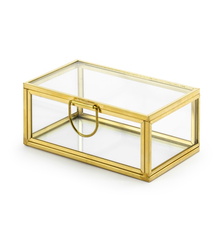 Skleněná krabička na prstýnky - zlatá