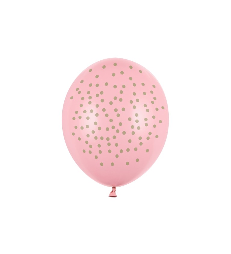 Růžové balónky se stříbrnými puntíky