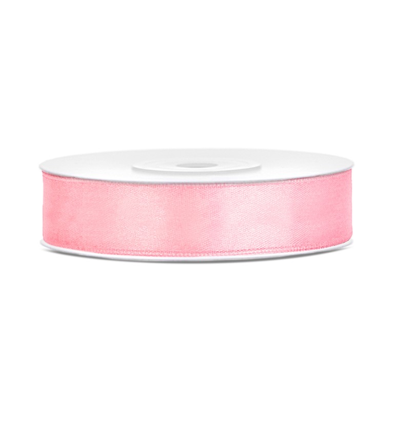 Saténová stuha - 12 mm - světle růžová
