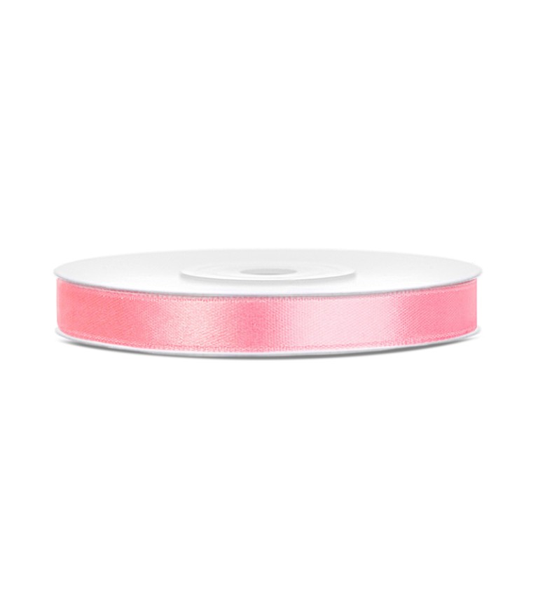 Saténová stuha - 6 mm - světle růžová