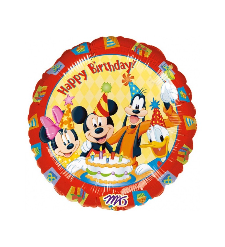 Fóliový balónek Narozeniny s Mickey mousem a kamarády