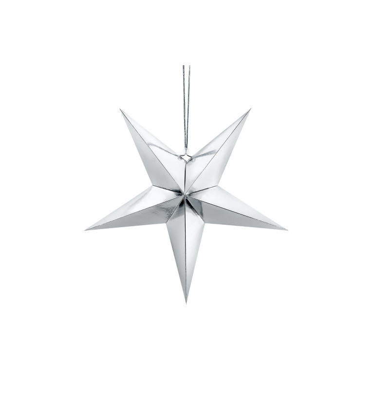 Papírová hvězda - stříbrná 45cm