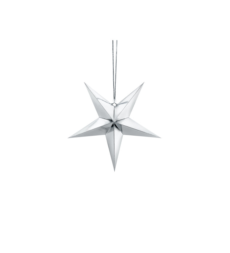 Papírová hvězda - stříbrná 30cm