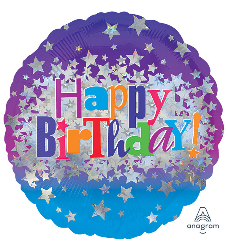 Hvězdičkový fóliový balónek Happy Birthday