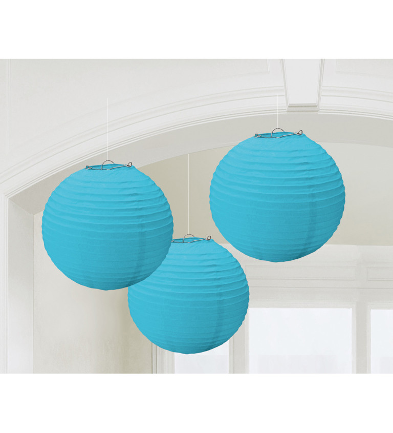 Světle modré lampióny - koule