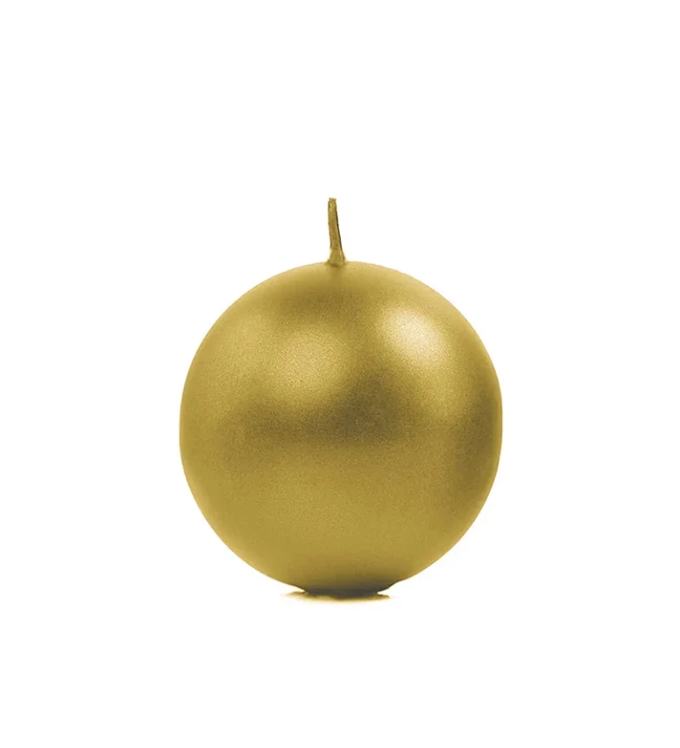Svíčka koule - zlatá 6 cm
